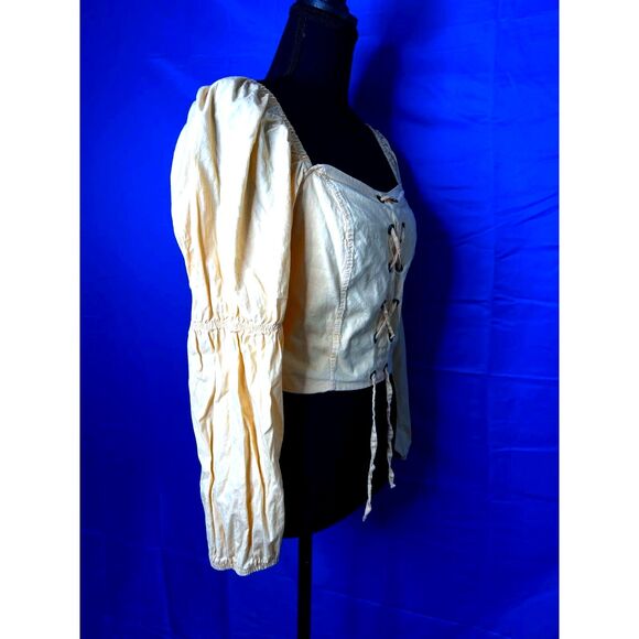 Womens Sherbet Corset Long Sleeve Top Sz M Peasant Milkmaid Ren Faire Lace Up - Picture 4 of 11